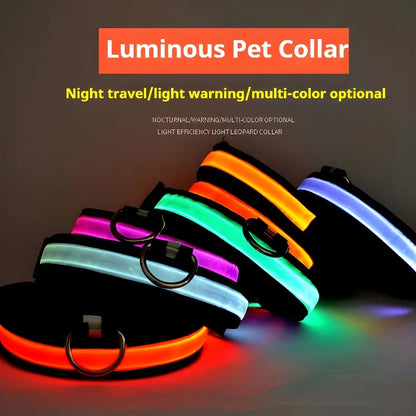 Dog Collar Nylon LED Night Safety Flashing Glow In The Dark Pet Dog Leash 2025