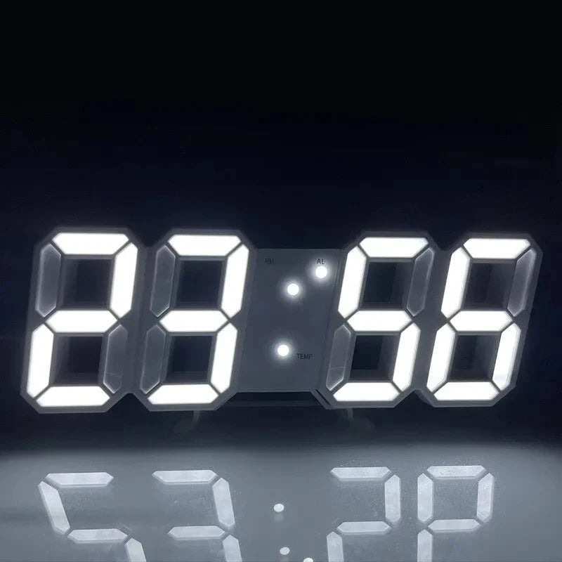 3D Digital Wall Clock Decoration for Home Glow Night Mode Adjustable Electronic Watch Living Room