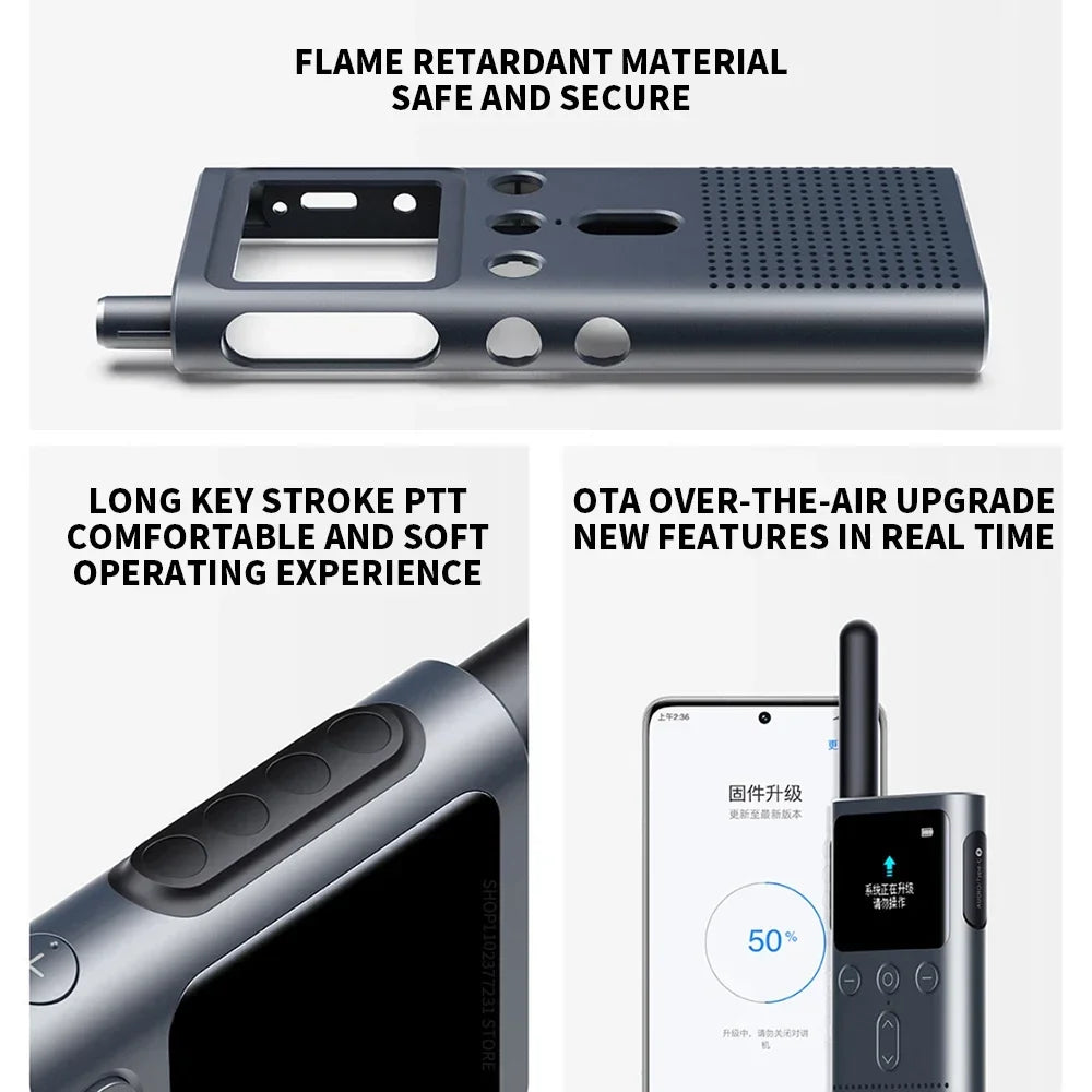XIAOMI Walkie Talkie 2S 1.77"Color Screen 4W Power 120-hour Standby Dual Mode 5km Call Distance IP54 Outdoors Security Intercom