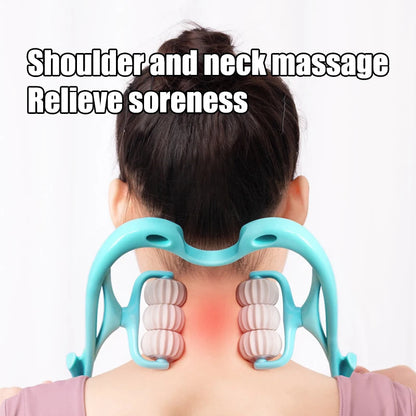 Cervical Neck Massager, Manual Neck Clamp Multifunctional Kneading Roller 6-Ball Shoulder And Neck Relaxation Massager
