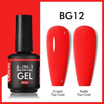 CHUNSHU 6 IN 1 Extension Gel 15ML Builder Nail Gel In A Bottle Semi Permanent Rubber Base Coat Self-leveling UV Construction Gel