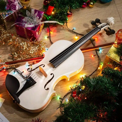 New 4/4 Full Size White Color Acoustic Violin Fiddle + Case + Bow + Rosin