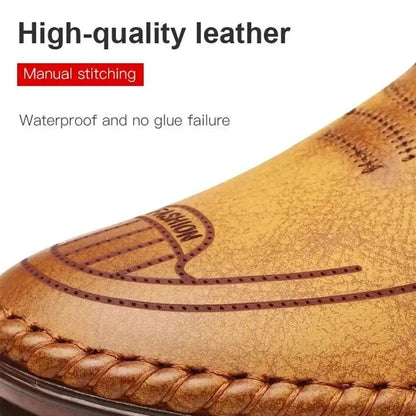 Men Leather Slip On Loafer Summer Fashion Slipper Casual Slip-on Loafers  Breathable Soft Sole Leather Shoes