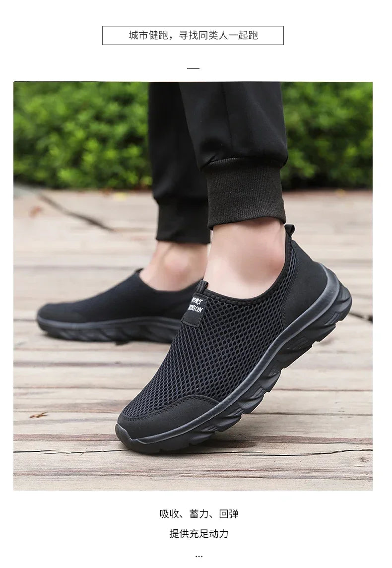 Men Summer Casual Shoes Men Mesh Breathable Outdoor Non Slip Sports Shoe Slip on Loafers for Men Plus Size 38-46