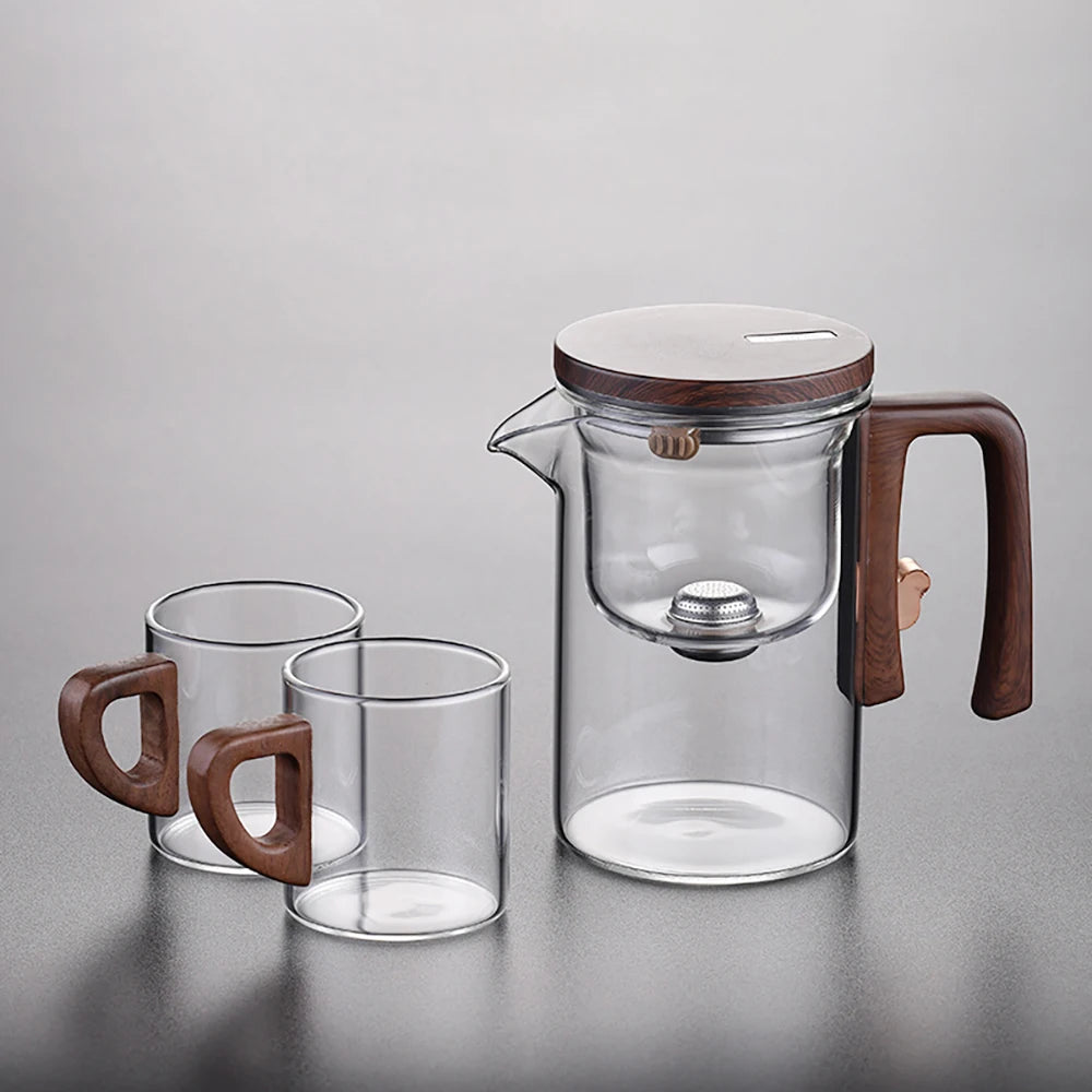 NEW 2025 Glass Tea Pot Kettle Infuser 520ML/720ML Teapot Water Separation Inner Magnet One Click Magnetic Switch Tea Filtration Cup Set