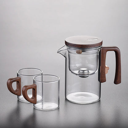 NEW 2025 Glass Tea Pot Kettle Infuser 520ML/720ML Teapot Water Separation Inner Magnet One Click Magnetic Switch Tea Filtration Cup Set
