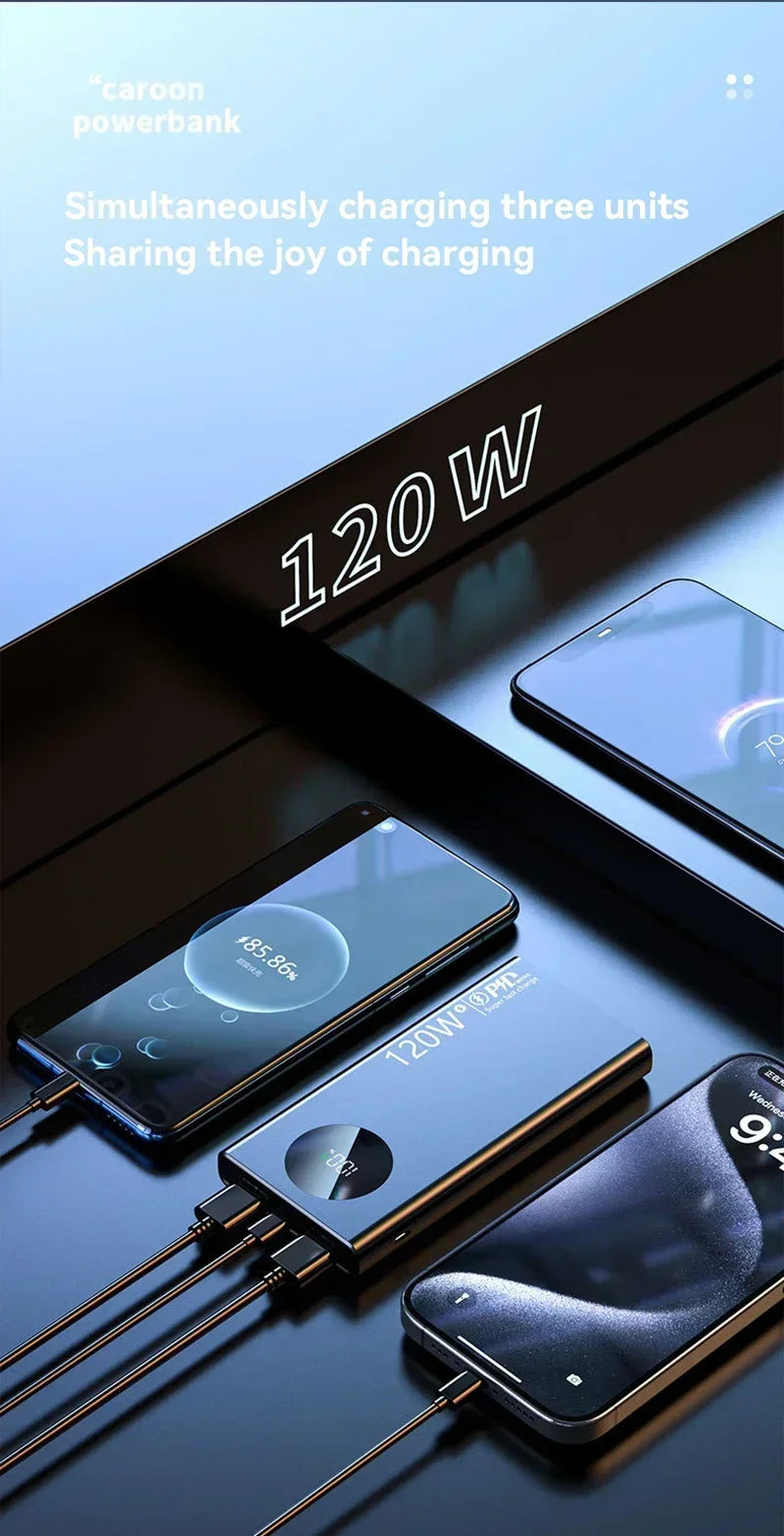 120W 500000mAh High Capacity Power Bank Fast Charging Power bank Portable Battery Charger For Phone  2025