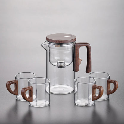 NEW 2025 Glass Tea Pot Kettle Infuser 520ML/720ML Teapot Water Separation Inner Magnet One Click Magnetic Switch Tea Filtration Cup Set