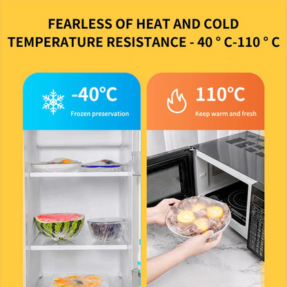 50/500PCS Disposable Elastic Food Covers – Plastic Stretch Wrap for Kitchen Storage