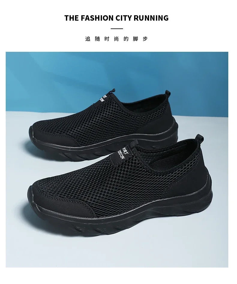 Men Summer Casual Shoes Men Mesh Breathable Outdoor Non Slip Sports Shoe Slip on Loafers for Men Plus Size 38-46