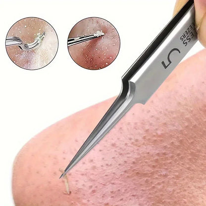 1 Pack Extra Fine No. 5 Cellular Acne Blackhead Tweezers - Facial Beauty Remove Acne Needle