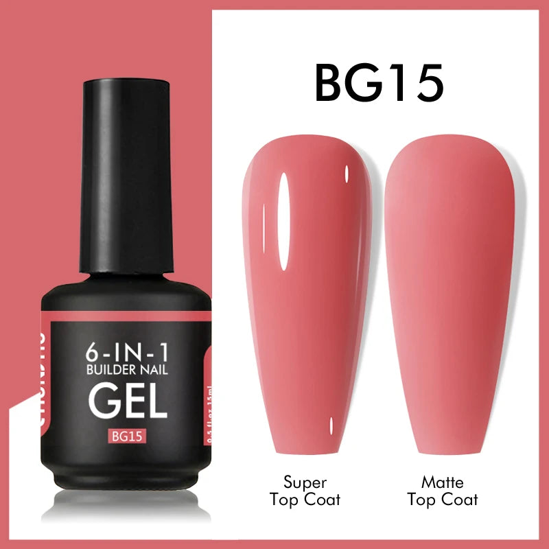 CHUNSHU 6 IN 1 Extension Gel 15ML Builder Nail Gel In A Bottle Semi Permanent Rubber Base Coat Self-leveling UV Construction Gel