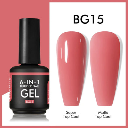 CHUNSHU 6 IN 1 Extension Gel 15ML Builder Nail Gel In A Bottle Semi Permanent Rubber Base Coat Self-leveling UV Construction Gel