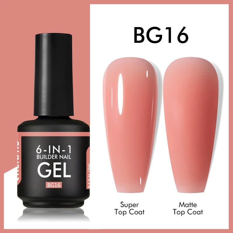 CHUNSHU 6 IN 1 Extension Gel 15ML Builder Nail Gel In A Bottle Semi Permanent Rubber Base Coat Self-leveling UV Construction Gel