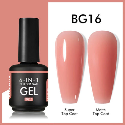 CHUNSHU 6 IN 1 Extension Gel 15ML Builder Nail Gel In A Bottle Semi Permanent Rubber Base Coat Self-leveling UV Construction Gel
