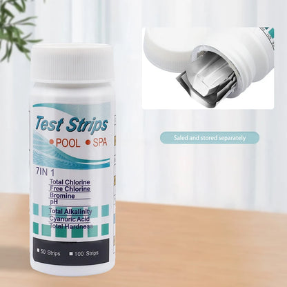 50/100pcs 7 in 1 Swimming Pool PH Test Paper Chlorine PH Value Alkalinity Hardness Test Strip PH Tester Pool Cleaner