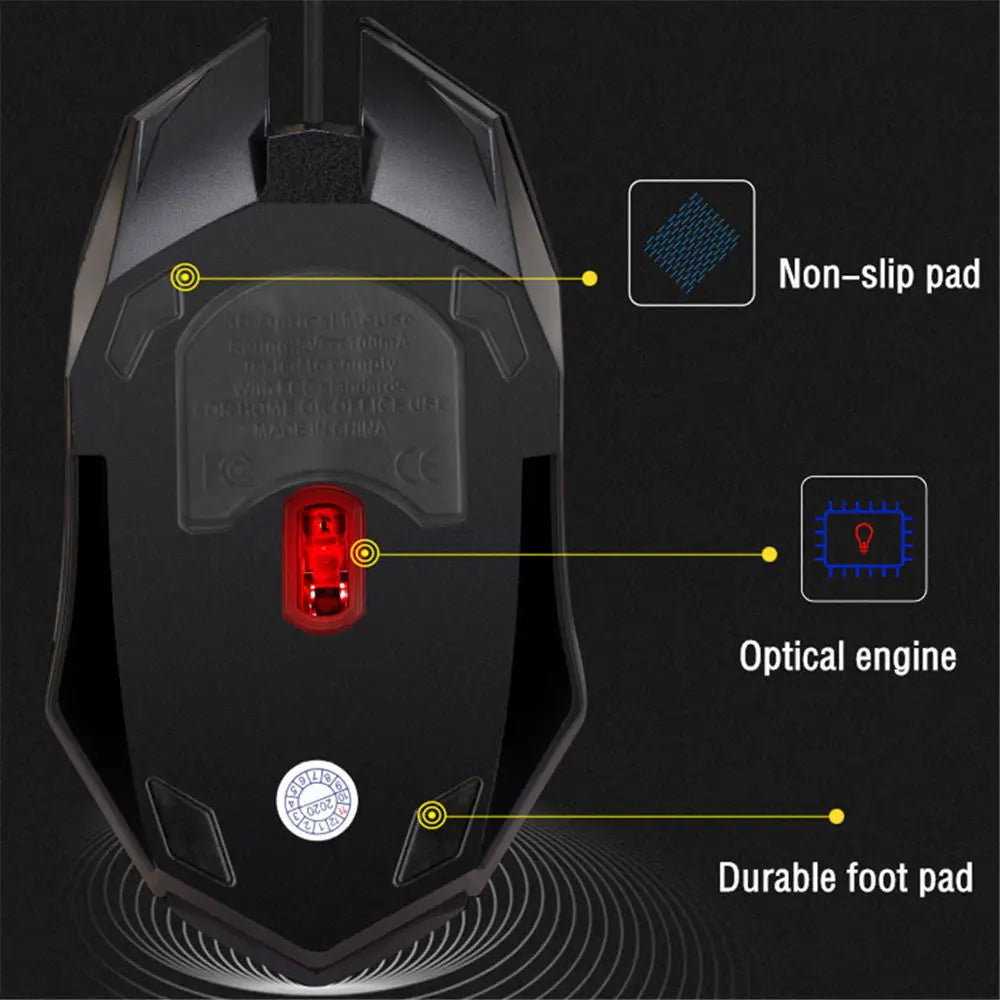 1 PC ITLY M01 Sports LED Luminous Backlit USB Wired Gaming Mouse for Desktop PC Laptop Office Computer Gaming Mouse
