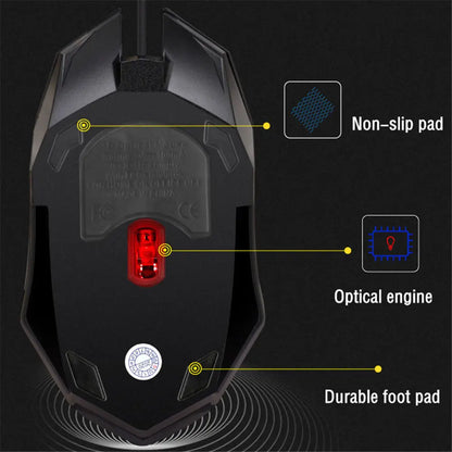1 PC ITLY M01 Sports LED Luminous Backlit USB Wired Gaming Mouse for Desktop PC Laptop Office Computer Gaming Mouse