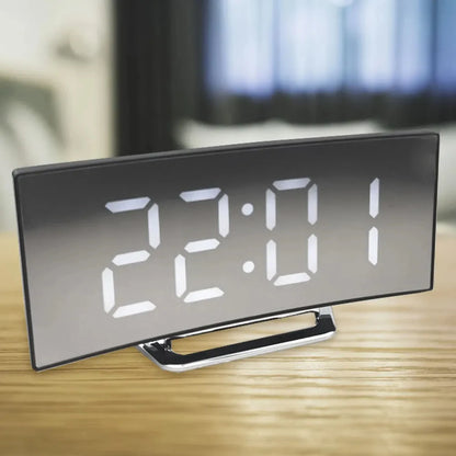 Electronic Alarm Clock Noiseless Design Digital LED Large Display Mirror Electronic Clock