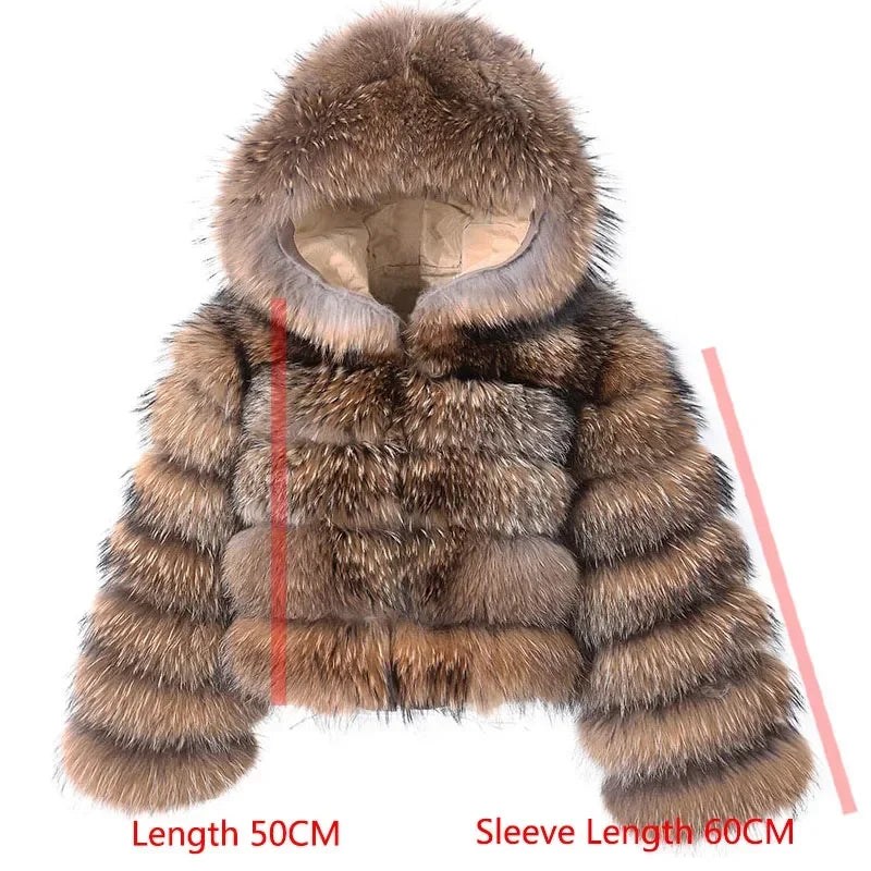 Super Hot Winter Women Luxury Thick Real Raccoon Fur Coat Natural Fox Fur Jacket Plus Size Furry Jackets Female Vest