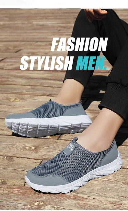 Men Summer Casual Shoes Men Mesh Breathable Outdoor Non Slip Sports Shoe Slip on Loafers for Men Plus Size 38-46