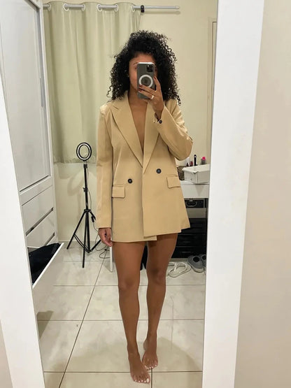 TRAF Blazer Woman Black Beige Khaki Blue Green Gray Women coat Fashion Office Wear Women's Blazers Jacket Outerwear