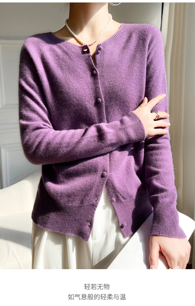 WinvyNee Women 100% Wool Cardigans Sweater Solid Casual Warm Outerwear Knitwear Tops  Autumn Winter Women Clothing B1263018