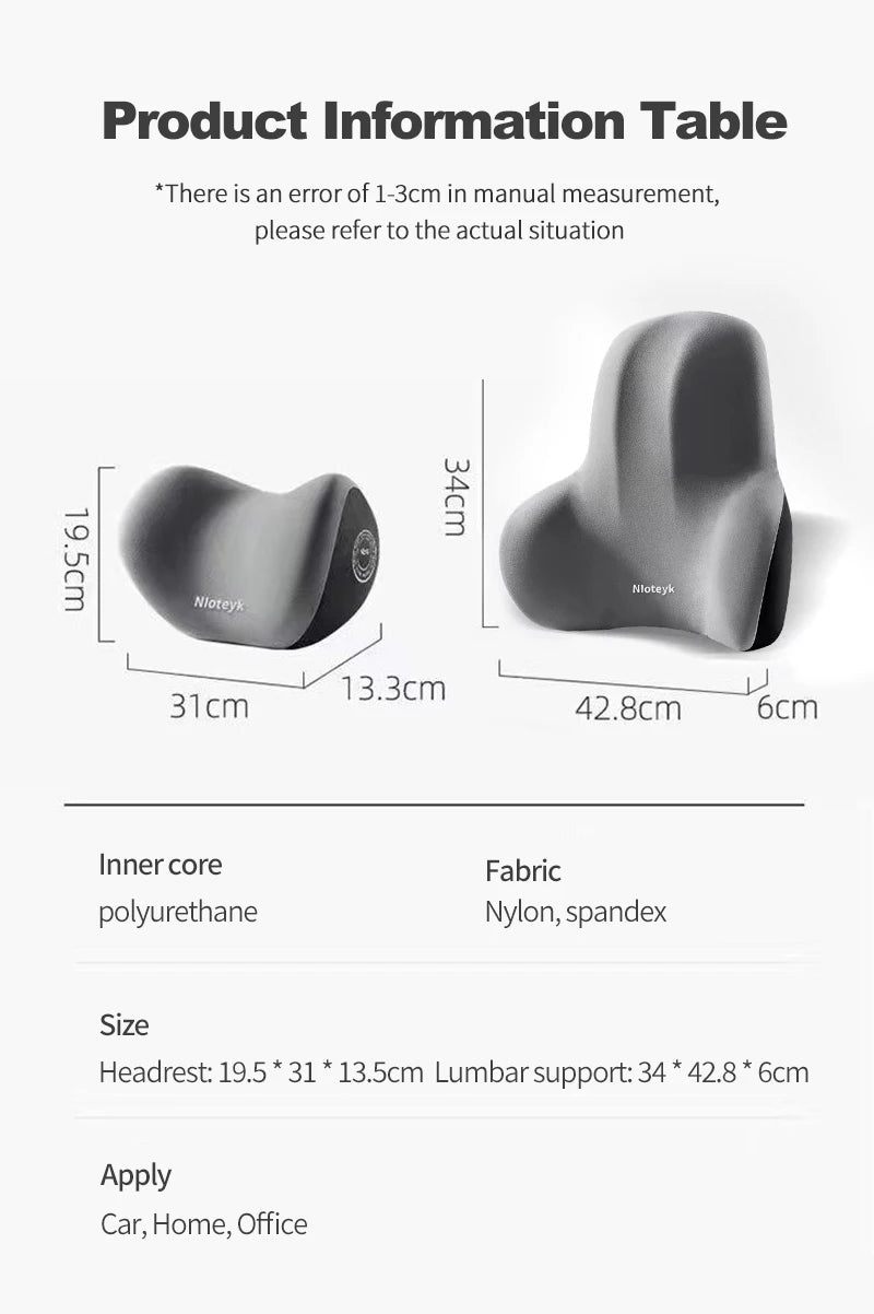 Car Neck Cushion Memory Foam Protective Lumbar Back Support Breathable Universal Car Headrest Pillow Car Supplies