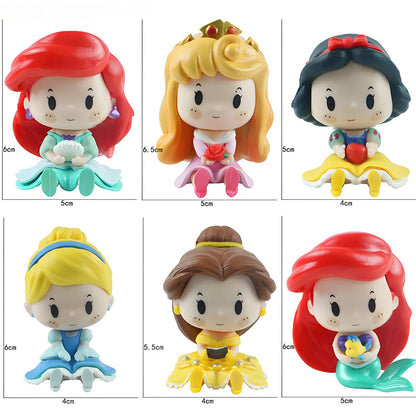 6 Pcs/Set Kawaii Fairy Tale Princess Snow White Cinderella Vinyl Bell Ariel Action Figure Model Toys Girls Gift