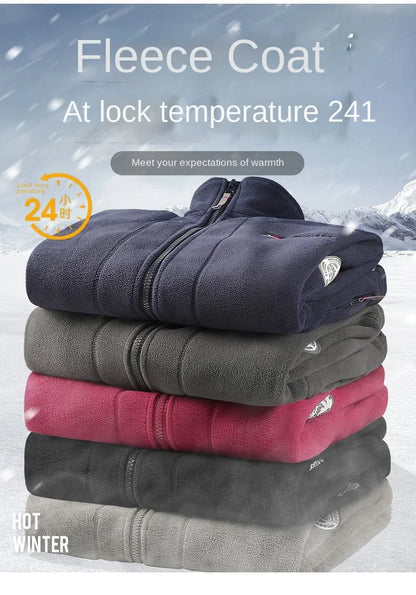 Men's Winter Fleece Jacket – Double Thick, High Collar, Outdoor Climbing Coat 2025