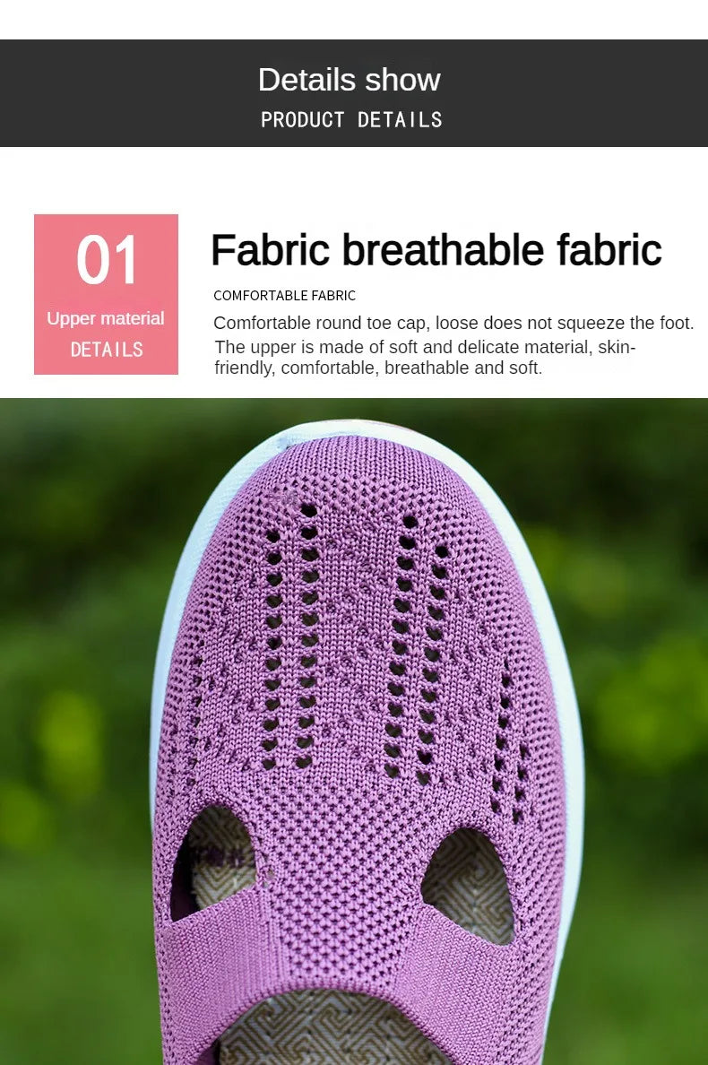 Women's New Summer Shoes Mesh Breathable Sneakers Light Slip on Flat Platform Casual Shoes