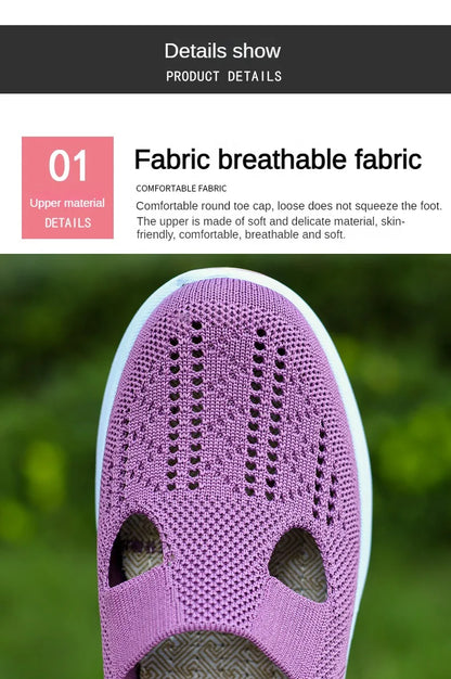 Women's New Summer Shoes Mesh Breathable Sneakers Light Slip on Flat Platform Casual Shoes
