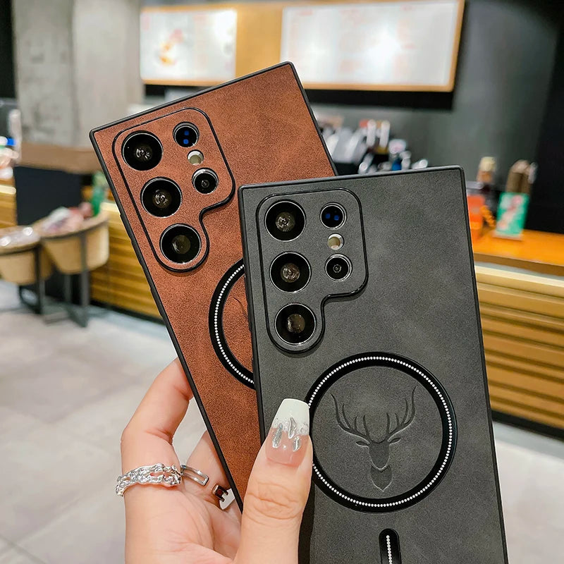 For Mag safe Magnetic Wireless Charging Phone Case For Cellphone Luxury Leather Shockproof Cover