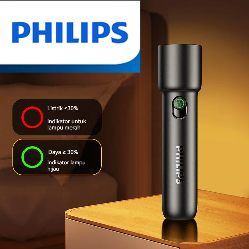Philips New EDC Portable Flashlight Rechargeable LED Flashlights for Defense Personal Self Defense Camping Hiking
