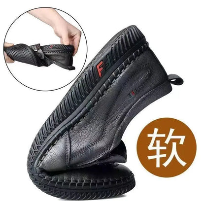 Men's Leather Loafers Non Slip Walking Flats Breathable Outdoor Slip on Casual Shoes