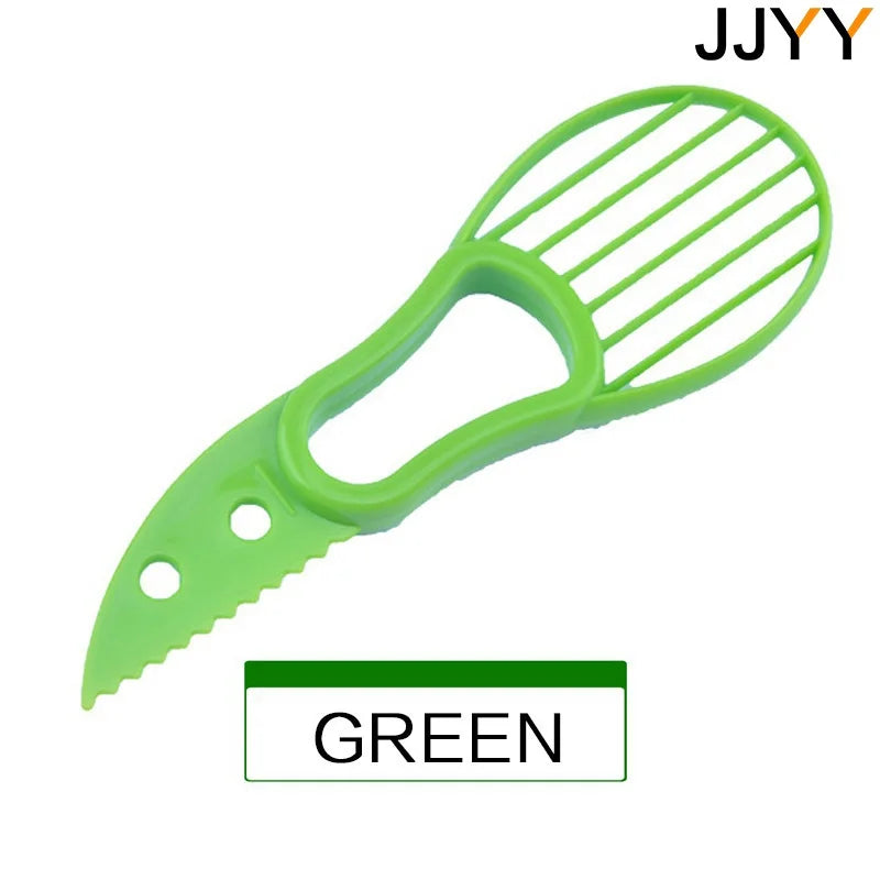 JJYY 3-in-1 Avocado Slicer Shea Butter Fruit Peeler Pulp Separator Plastic Knife Kitchen Vegetable Tool