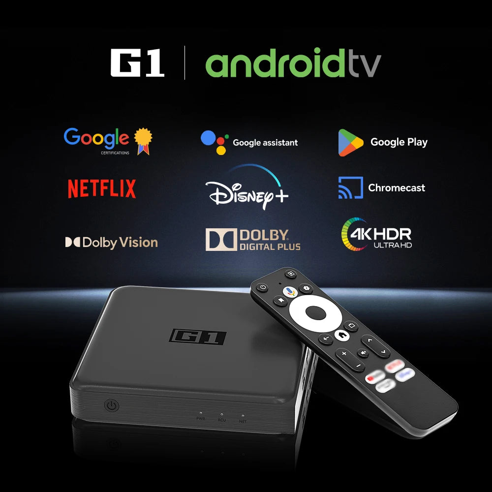 KINHANK G1 Android TV Box With Netflix 4K Ultra HD Google Certified Dolby Vision HDR10+  4G 32G WiFi6 Streaming Media Device