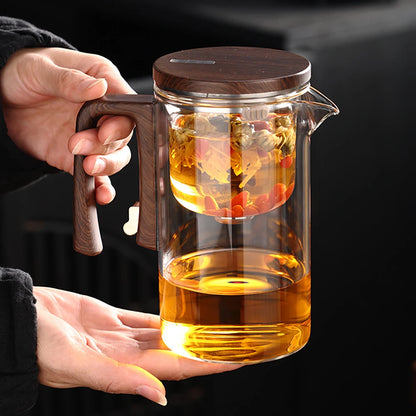 NEW 2025 Glass Tea Pot Kettle Infuser 520ML/720ML Teapot Water Separation Inner Magnet One Click Magnetic Switch Tea Filtration Cup Set