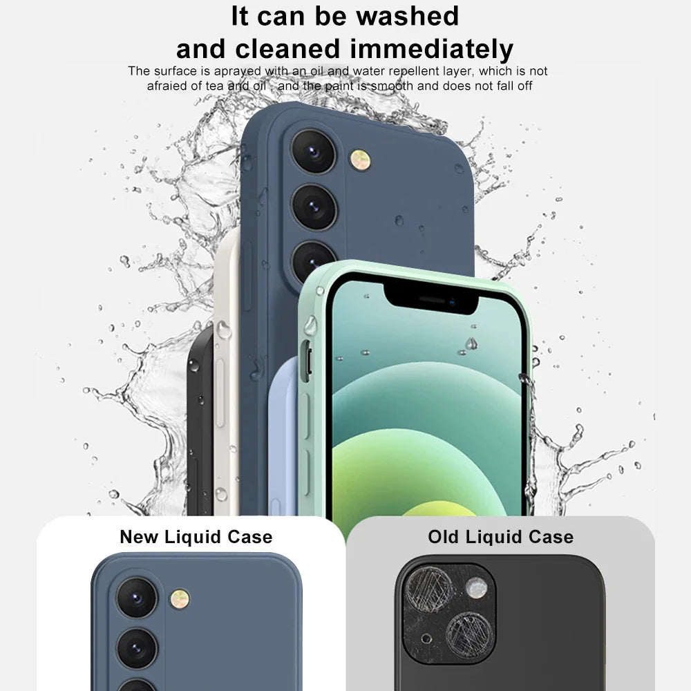 luxury Liquid Silicone Case for Samsung S25 S24 Galaxy S20 S21 S22 S23 FE Plus Note10 20 A52 A31 A41 A71 A51 A72 A70 A50 Coque