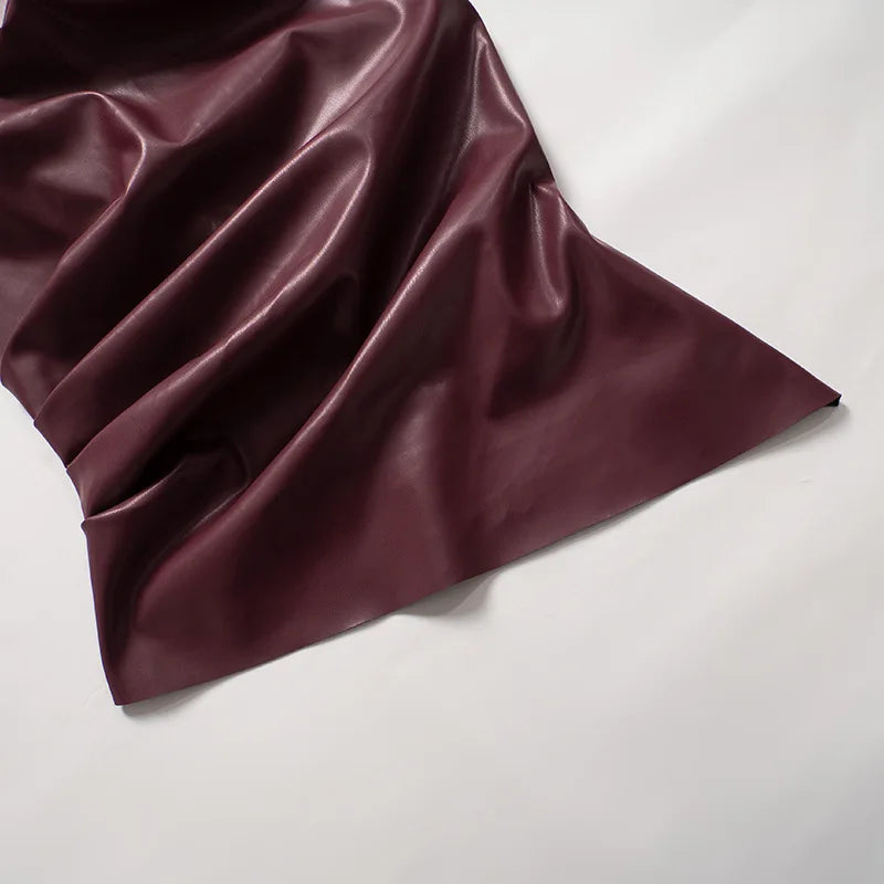 Fashion Solid Leather Y2k Top Skinny Waist Slimming Sleeveless Women Clothing High Collar Streetwear