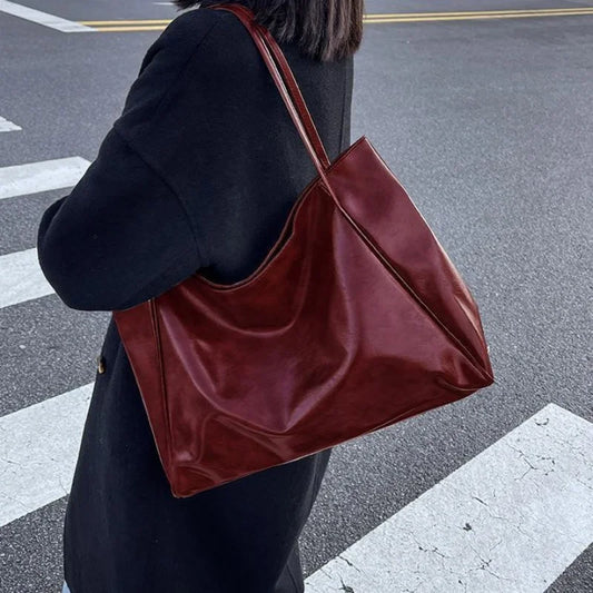 New Fashion Tote Bag Solid PU Large Capacity Women's Shopping Travel Handbag Shoulder Bag