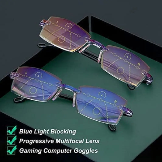 1Pc Men Smart Glasses with Automatic Adjustment Magnifying Reading Glasses Progressive Multifocus Anti-blue Light Eyewear 0-+4.0