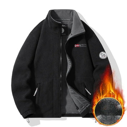 Men's Winter Fleece Jacket – Double Thick, High Collar, Outdoor Climbing Coat 2025