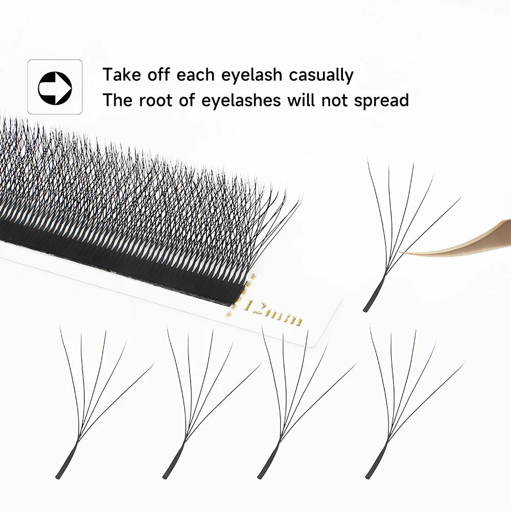 XIUSUZAKI 5D W Lashes Black Premade Fans Eyelashes Extensions Natural Soft