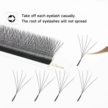 XIUSUZAKI 5D W Lashes Black Premade Fans Eyelashes Extensions Natural Soft