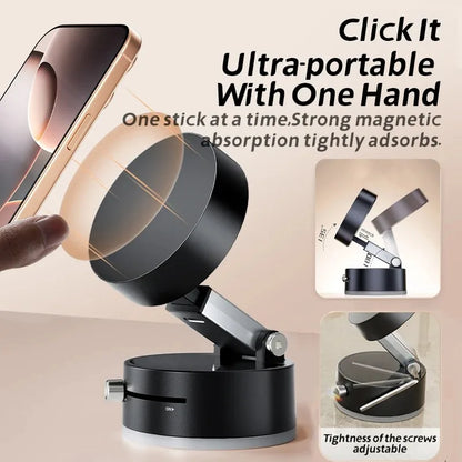 Magnetic Suction Cup Swivel Stand – Folding Double-Sided Phone Holder
