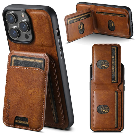 SUTENI Card Holder Leather Magnetic Pocket Cover Wallet Phone Case For iPhone X XS XR 11 12 13 14 15 Plus 16 Pro Max