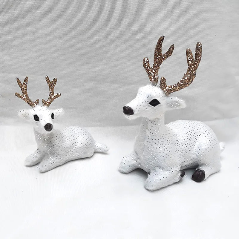 Imitation Sika Deer Ornaments Simulation Christmas Elk Model Miniature Reindeer Figurines Toy Props Home Garden Table Decoration