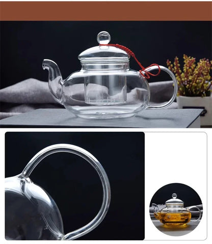 400ml/1000ml Filterable Heat-resistant Thickened Glass Teapot High Borosilicate Glass Flower Tea Pot Heatable Glass Tea Set