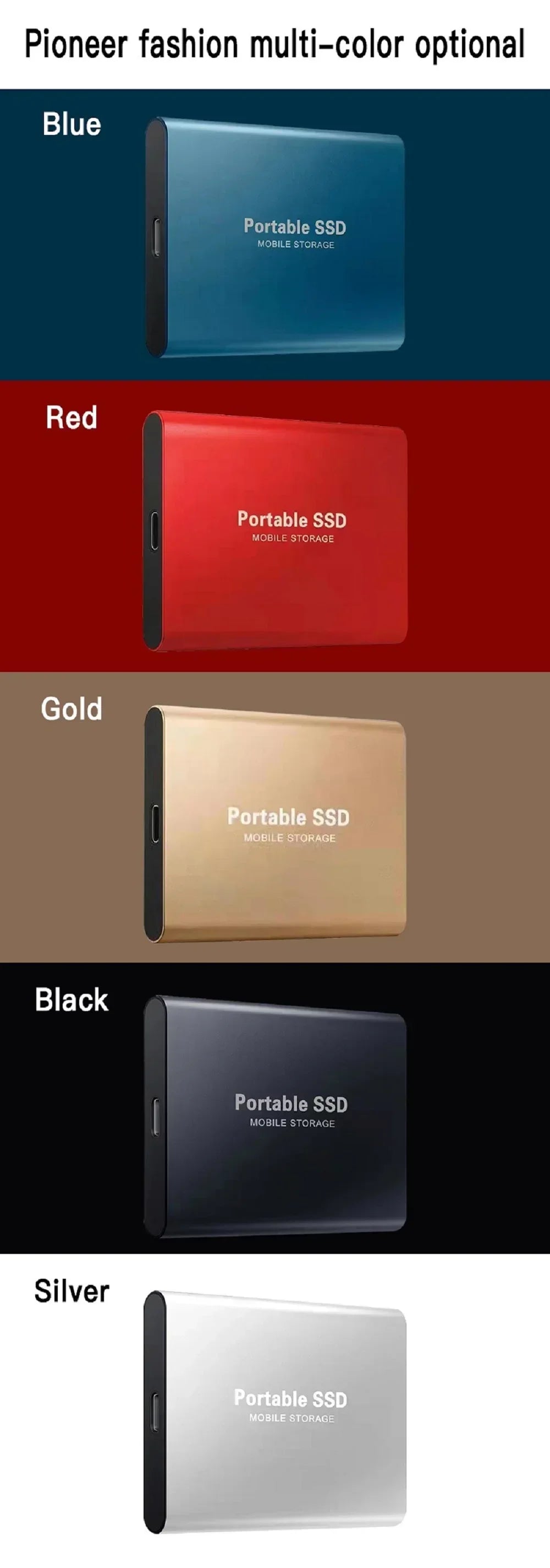 Portable SSD 1TB Original Hard Disk USB3.1 High Speed Hard Drive Type-C Solid Disk 2TB 4TB External ssd for Phone/Loptop/Mac/PC